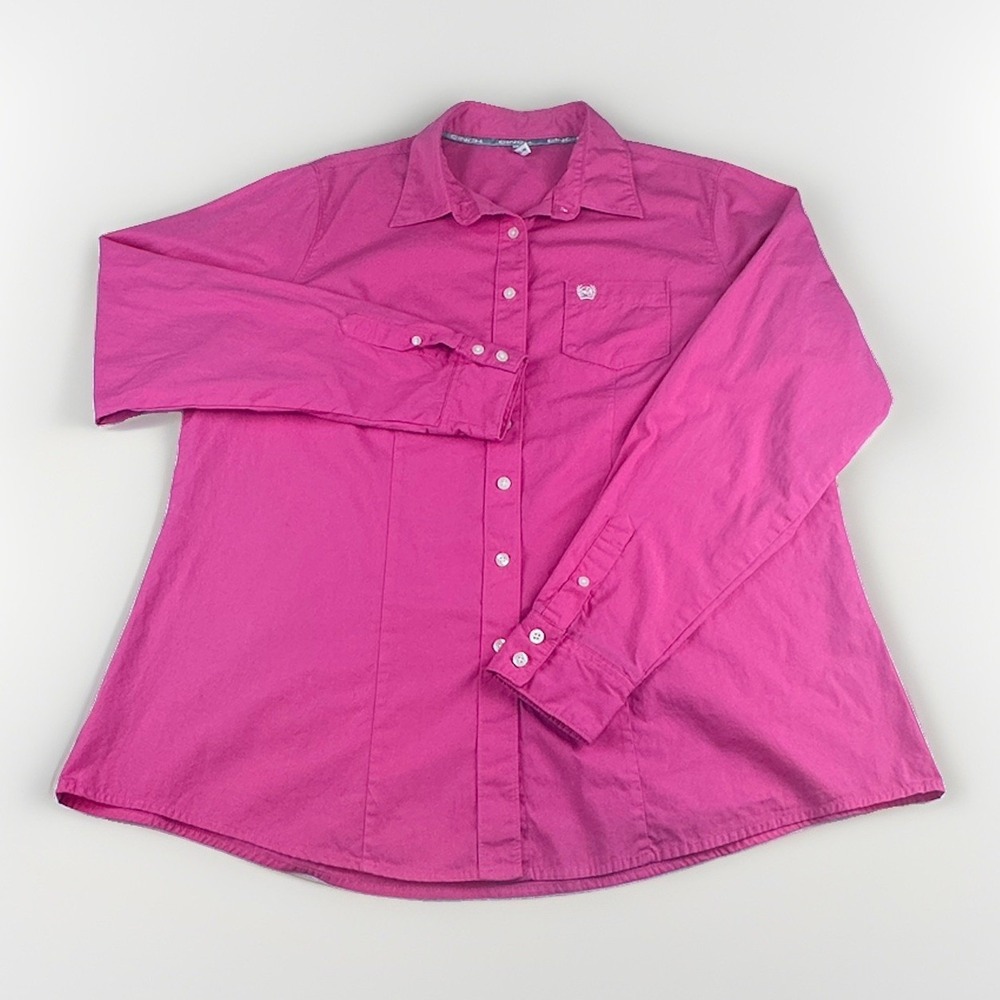 CINCH Womens XL Pink Button Down Western Shirt Long Sleeve Cotton Rodeo Cowgirl